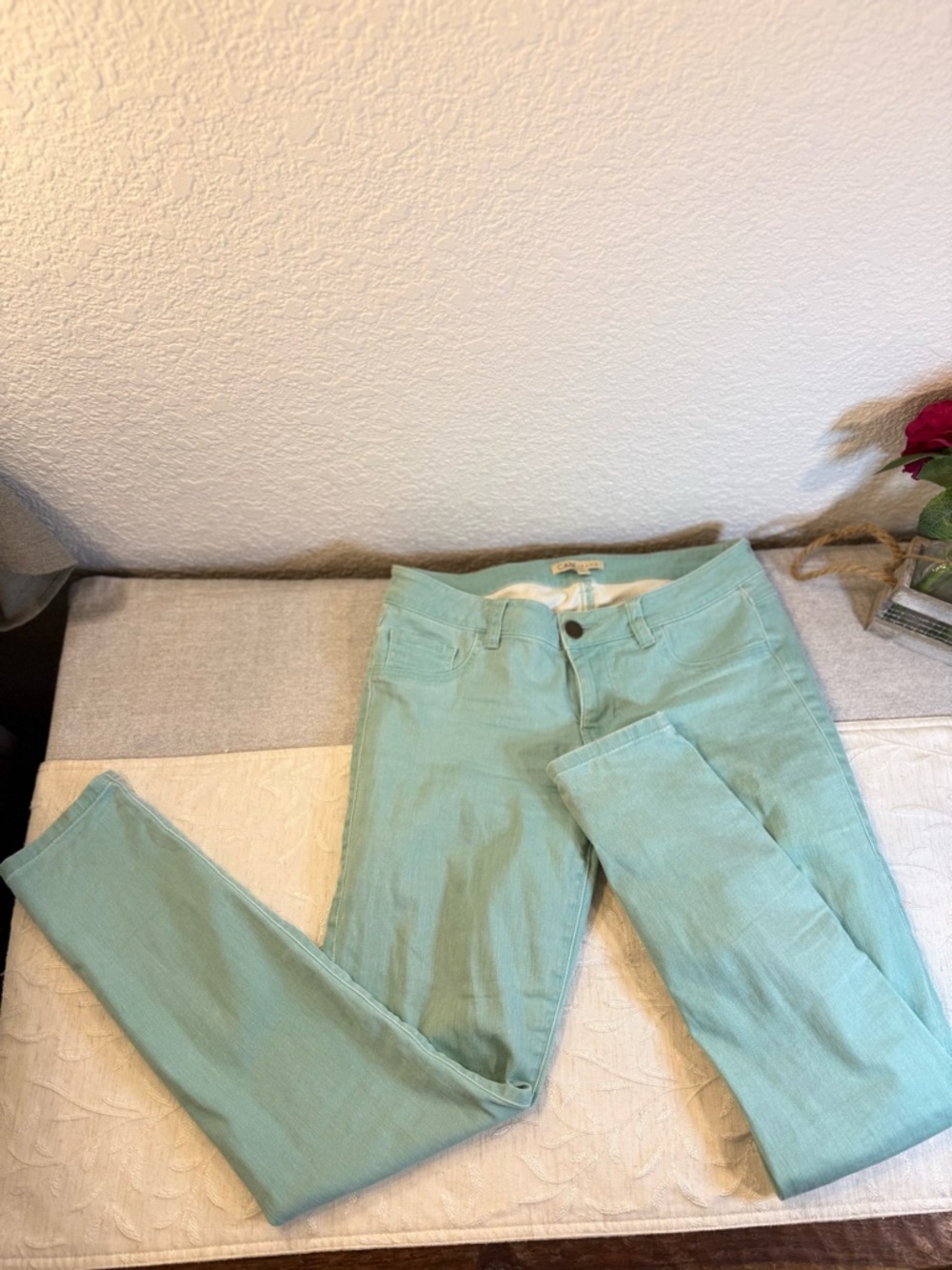 Cabi Celadon Mint Green The Skinny‎ Mid-Rise Jeans Style 322 Stretch Size 4